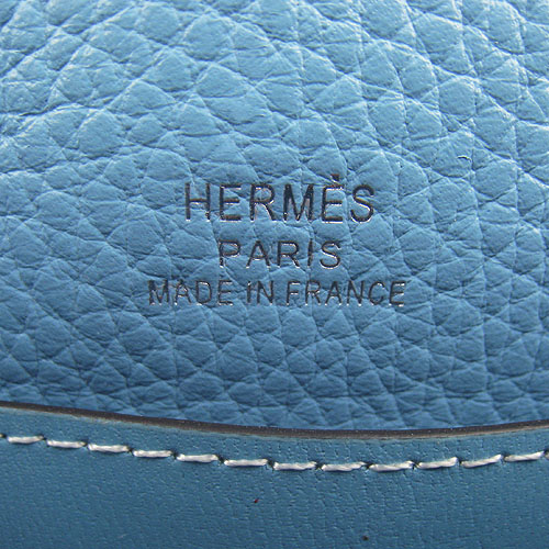 AAA Hermes Kelly 22 CM France Leather Handbag Light Blue H008 On Sale - Click Image to Close